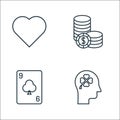 casino line icons. linear set. quality vector line set such as thinking, card game, coins