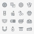 Casino line icons. Poker club and gambling linear signs