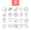 Casino line icons set. Vector slot-machine symbols. Royalty Free Stock Photo