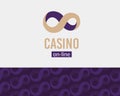 Casino on-line logo, infinity sign, label symbol,logotype concept, seamless pattern, vector illustration isolated