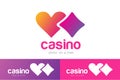 Casino logo icon poker cards or game and hearts Royalty Free Stock Photo