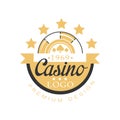 Casino logo premium design, golden vintage gambling badge or emblem Royalty Free Stock Photo
