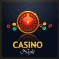 Casino luxury vip invitation background with roulette wheel and casino chips Royalty Free Stock Photo
