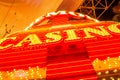 Casino neon on colorful Fremont street which is a part of famous