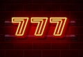 Casino 777 neon signboard, Winner triple sevens.