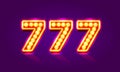 Casino 777 neon signboard, Winner triple sevens.