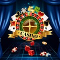 Casino Night Games Symbols Composition Poster