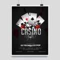 Casino night party template design with casino element on shiny black background.