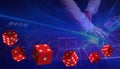 Casino Online Gambling Banner Background and Vegas Games with poker cards and dices for Left Side copy space, digital, banner, web Royalty Free Stock Photo