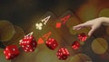 Casino Online Gambling Banner and Vegas Games Background. playing cards, poker, dice, digital, banner, website, copy space Royalty Free Stock Photo