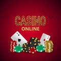 Casino online gambling game with playing cards, chips and dice Royalty Free Stock Photo