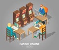 Casino online slots vector isometric illustration