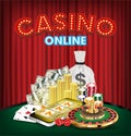Casino online smartphone with dice card roulette