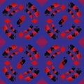 Casino pattern - black and red playing card symbols stylized