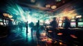 Casino with people motion blur view long exposure, concept of Blurred motion, created with Generative AI technology Royalty Free Stock Photo