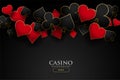 Casino playing card symbols on black background