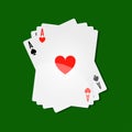 Casino playing cards aces combination for poker or solitaire game vector icon