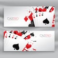 Casino playing cards banners set background