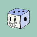 Casino Playing Dice. Vintage toons: funny character, vector illustration trendy classic retro cartoon style
