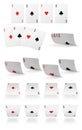 Casino poker ace playing card falling isolated set