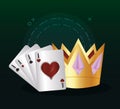 Casino poker aces cards and golden crown Royalty Free Stock Photo