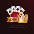 Casino poker board golden crown card suits Royalty Free Stock Photo