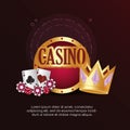Casino poker cards game dices chips board crown Royalty Free Stock Photo