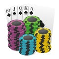 Casino and poker chips combined with a Royal Flush hand. Can be used as a logo, banner, background. Vector illustration Royalty Free Stock Photo