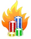 Casino poker chips on fire illustration design