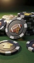 Casino Poker Chips on Green Table Royalty Free Stock Photo