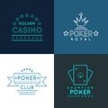 Casino and poker club labels, emblems logos set in Royalty Free Stock Photo