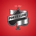 Casino, poker club logo, icon. Illustration with spade cards suit Royalty Free Stock Photo