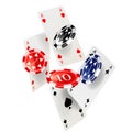 Casino poker design template. Falling poker cards and chips game concept. Royalty Free Stock Photo