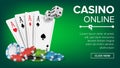 Casino Poker Design Vector. Casino Theme Fortune Background Concept. Poker Cards, Chips, Playing Gambling Cards Royalty Free Stock Photo