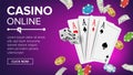 Casino Poker Design Vector. Online Casino Lucky Background Concept. Poker Cards, Chips, Playing Gambling Cards Royalty Free Stock Photo