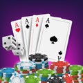 Casino Poker Design Vector. Poker Cards, Chips, Playing Gambling Cards. Royal Casino Retro Poker Club. Illustration Royalty Free Stock Photo