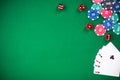 Casino and poker games, green cloth border bacground