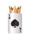 casino poker gold crown and ace card spade Royalty Free Stock Photo