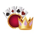 casino poker gold crown cards aces suits Royalty Free Stock Photo