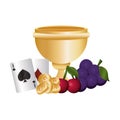 casino poker gold trophy cup cards coins cherry grapes