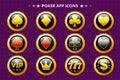 Casino and poker golden app icon, glossy objects for asset game Royalty Free Stock Photo