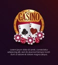 Casino poker golden sign cards chips dices Royalty Free Stock Photo