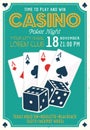 Casino and poker invitation colored poster Royalty Free Stock Photo