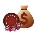 casino poker money bag chips dices roulette Royalty Free Stock Photo