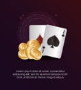 Casino poker pair aces card golden dollar coins Royalty Free Stock Photo