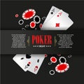 Casino Poker poster or banner background or flyer template. Royalty Free Stock Photo