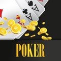 Casino Poker poster or banner background or flyer template. Royalty Free Stock Photo