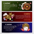 Casino poker roulette cards, dice vector web banners templates Royalty Free Stock Photo