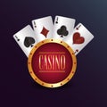 Casino poker round badge cards suits game