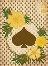 Casino Poker spade card vintage, vector